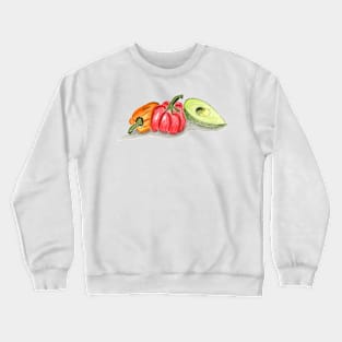 Peppers Painting,  Watercolor peppers, Vegetables Painting Art, Kitchen Wall Art Crewneck Sweatshirt